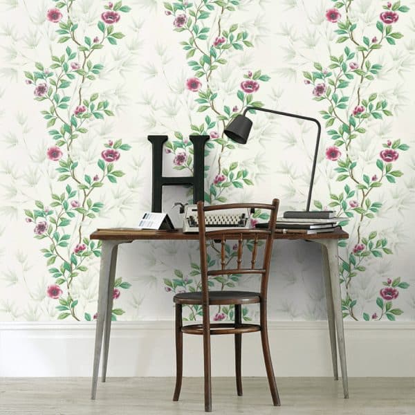 Papel pintado estampado floral en color verde Lady Alford HDHW112899