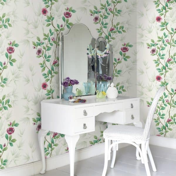 Papel pintado estampado floral en color verde Lady Alford HDHW112899