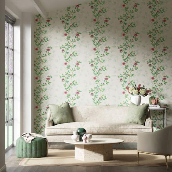 Papel pintado estampado floral en color verde Lady Alford HDHW112899