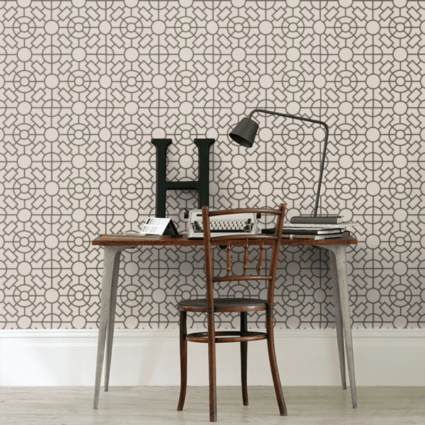 Papel pintado de geométrico trellis en color beige Knot Garden W7455-05