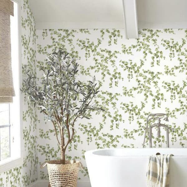 Papel pintado de hojas en color verde Creeping Fig Vine FH4036