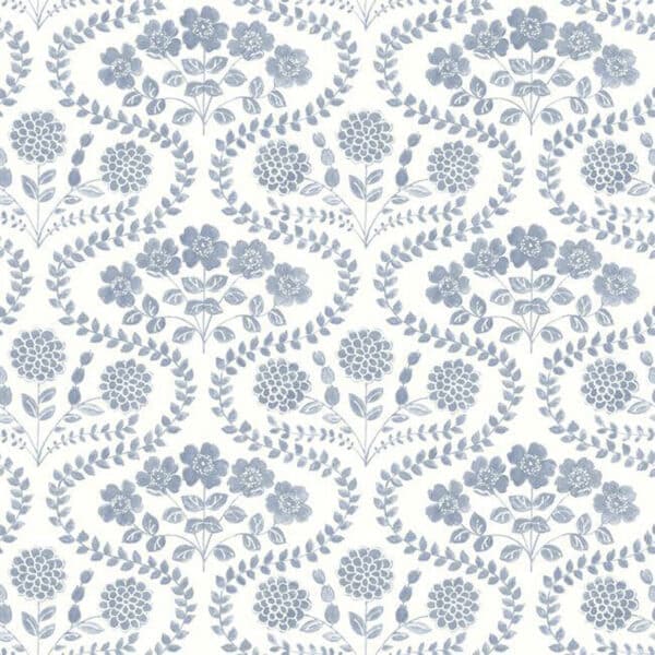 Papel pintado estampado floral color azul Folksy Floral FH4023