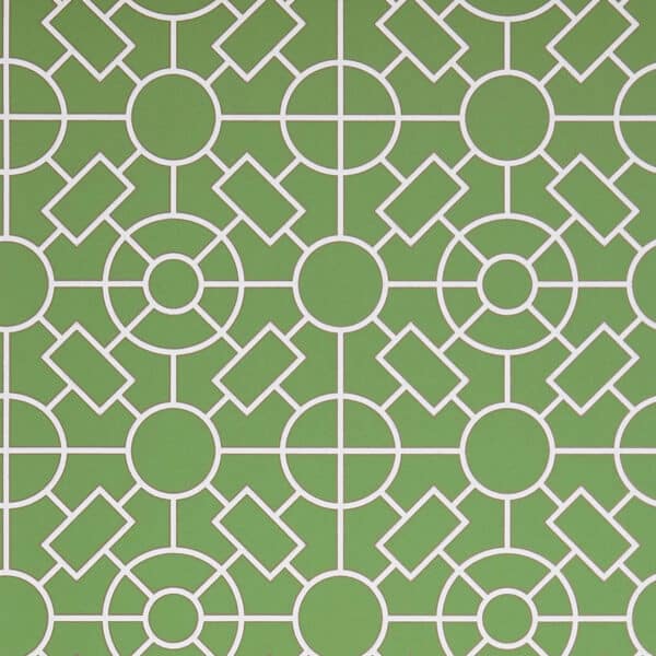 Papel pintado de geométrico trellis en color verde Knot Garden W7455-02