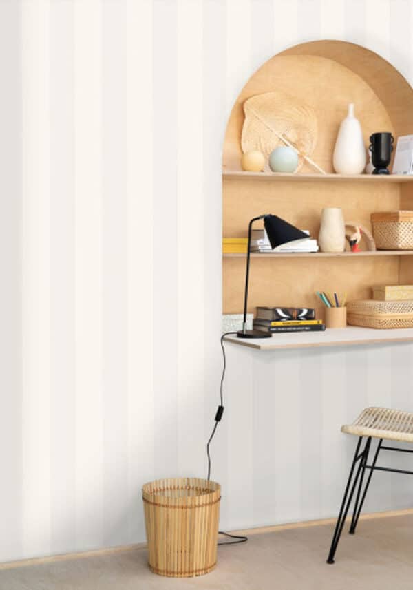 Papel pintado de rayas en color blanco-beige Wide Lines 104020000