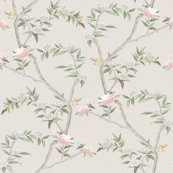 Papel pintado estampado floral color beige Hana 1900-5