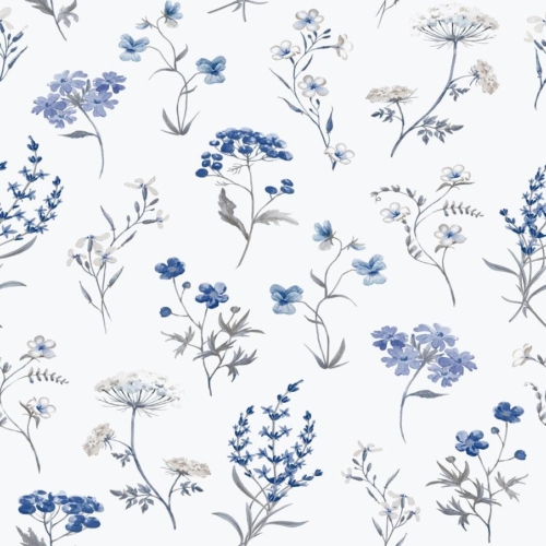 Papel pintado de flores color azul Hana 1901-1