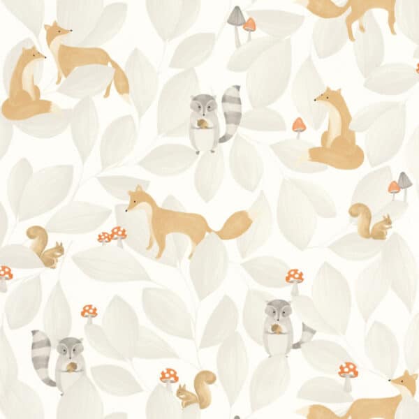 Papel pintado de animales color gris Woodland Friends 88279807