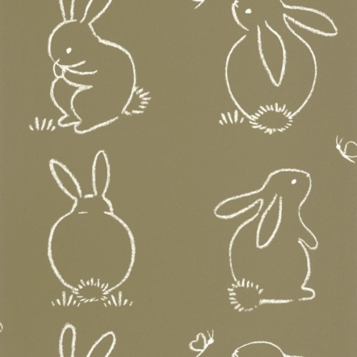 Papel pintado de animales color verde Funny Bunny 88387526