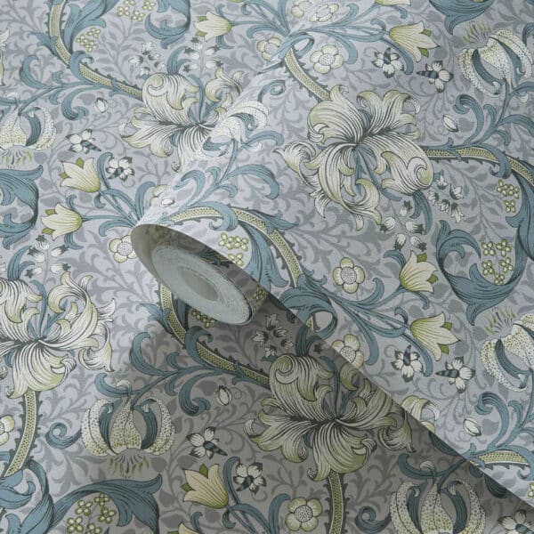 Papel pintado estampado floral color verde Golden Lily W0174/01