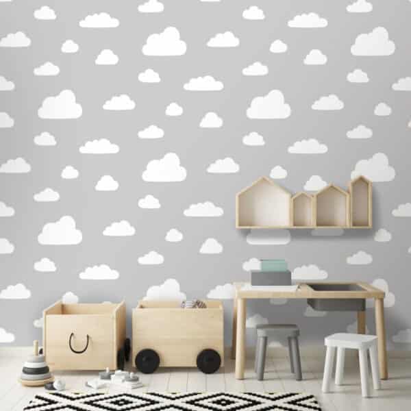 Papel pintado de nubes color gris Junior JN1819