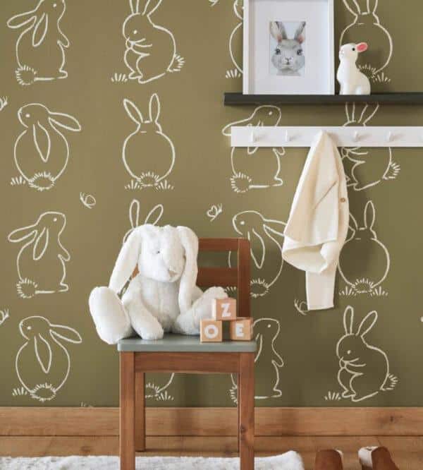 Papel pintado de animales color verde Funny Bunny 88387526