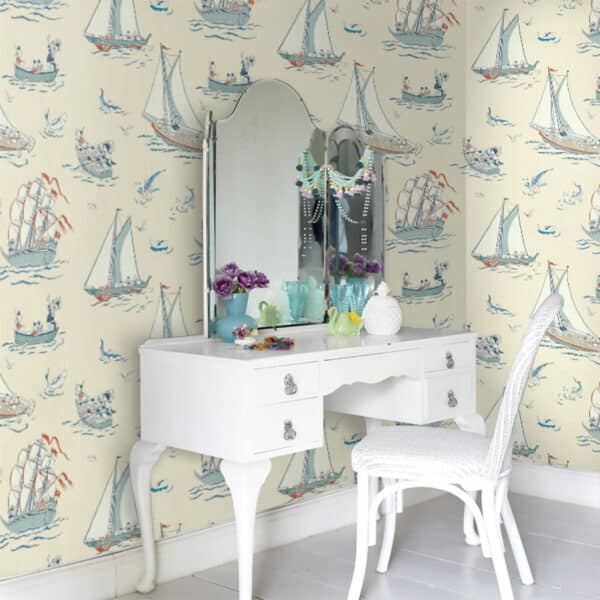 Papel pintado del Pato Donald en color beige Donald Nautical DDIW217282