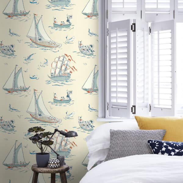 Papel pintado del Pato Donald en color beige Donald Nautical DDIW217282