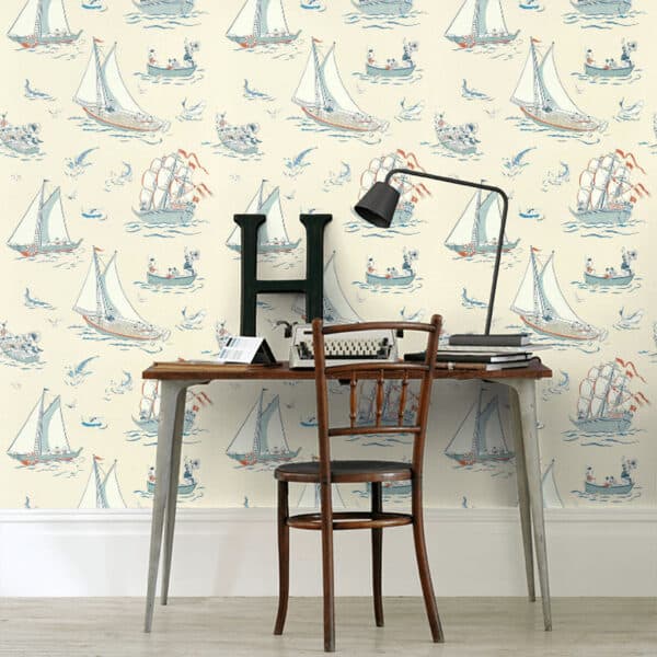 Papel pintado del Pato Donald en color beige Donald Nautical DDIW217282