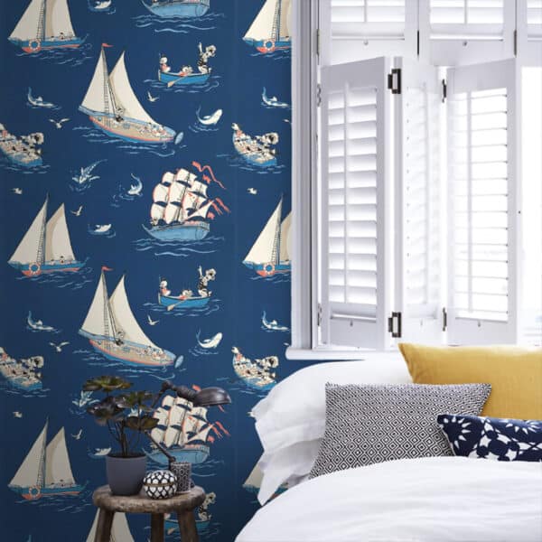 Papel pintado del Pato Donald en color beige Donald Nautical DDIW217282