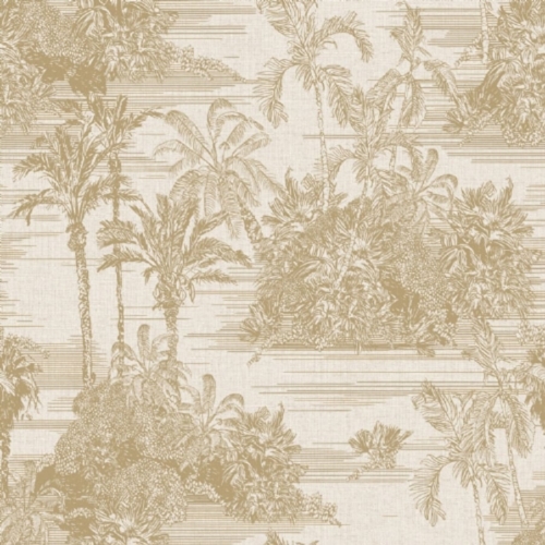 Papel pintado de Toile de Jouy en color beige Aruba 8122