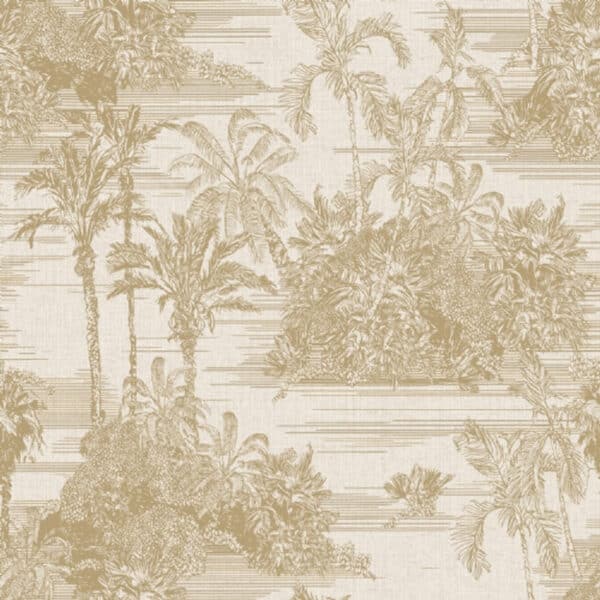 Papel pintado de Toile de Jouy en color beige Aruba 8122