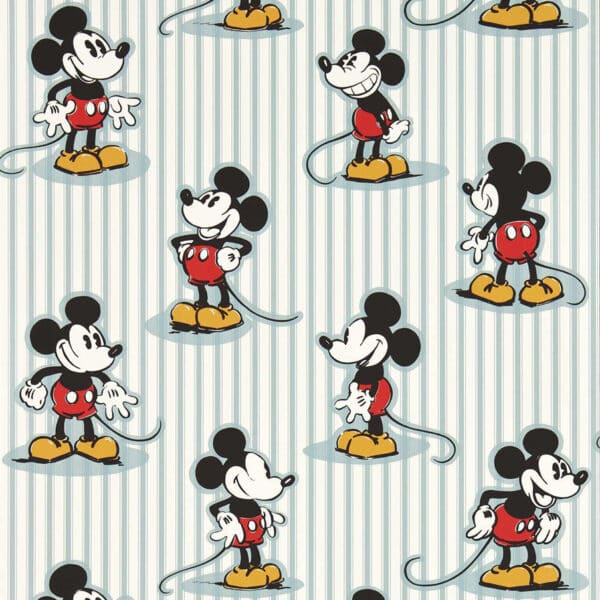 Papel pintado de Mickey Mouse en color azul Mickey Stripe DDIW217271