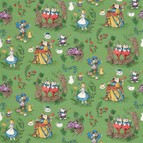 Papel pintado de Alicia en color verde Alice in Wonderland DDIW217285