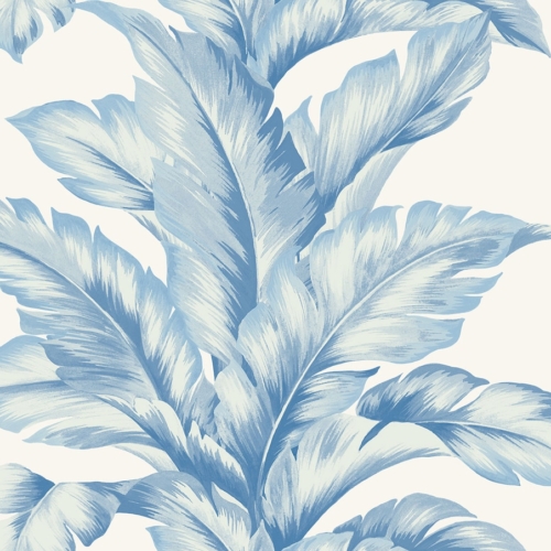 Papel pintado de hojas en color azul Banana Springs LN40632