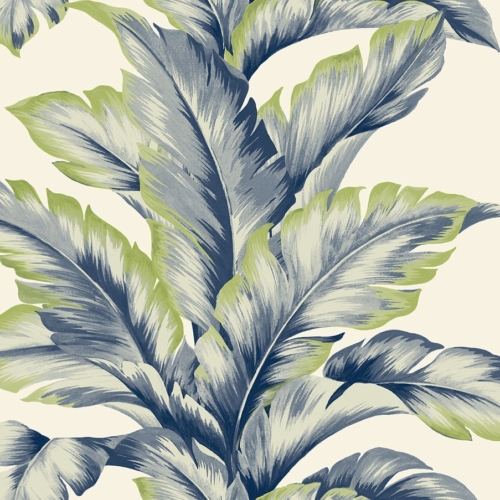 Papel pintado de hojas en color azul Banana Springs LN40602