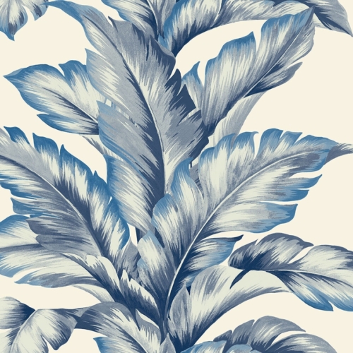 Papel pintado de hojas en color azul Banana Springs LN40612