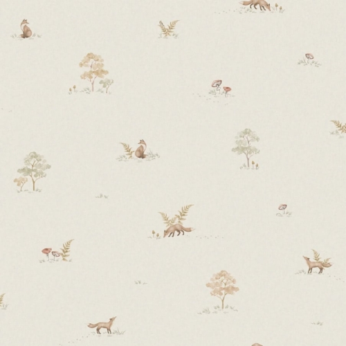 Papel pintado de animales en color beige Little Fox 6923