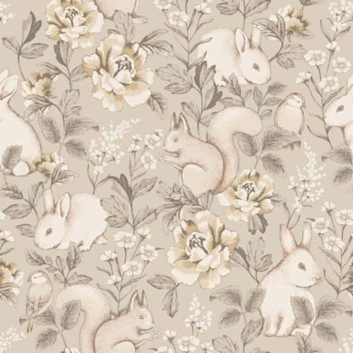 Papel pintado de animales en color beige Magic Forest 6933