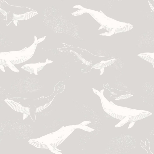 Papel pintado de ballenas en color gris Whales 7452