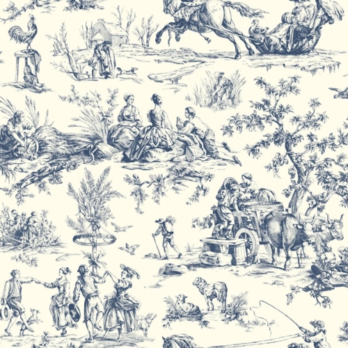 Papel pintado de Toile de Jouy en color azul Season Toile AF2000