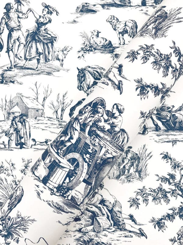 Papel pintado de Toile de Jouy en color gris Season Toile GR5922