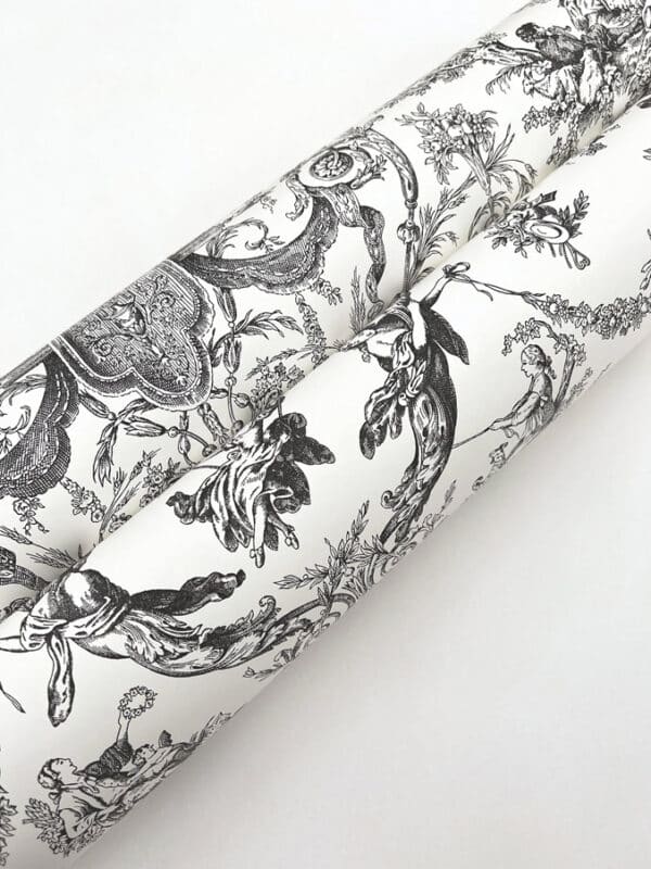 Papel pintado de Toile de Jouy en color negro Old World Toile AT4237