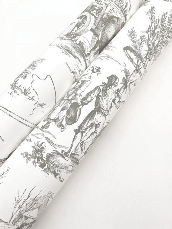 Papel pintado de Toile de Jouy en color gris Season Toile GR5922