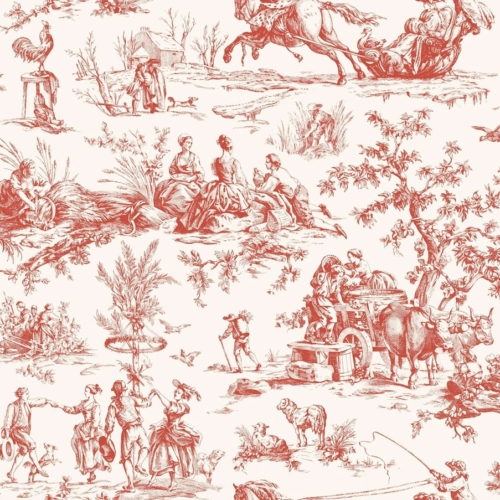 Papel pintado de Toile de Jouy en color rojo Season Toile GR5925