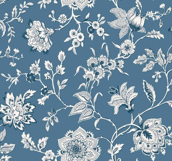 Papel pintado estampado floral en color azul Sutton RT7821