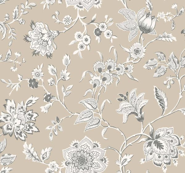 Papel pintado estampado floral en color beige Sutton RT7822