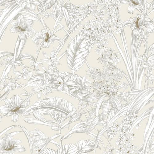 Papel pintado de estampado floral en color beige Orchid Conservatory Toile RT7883