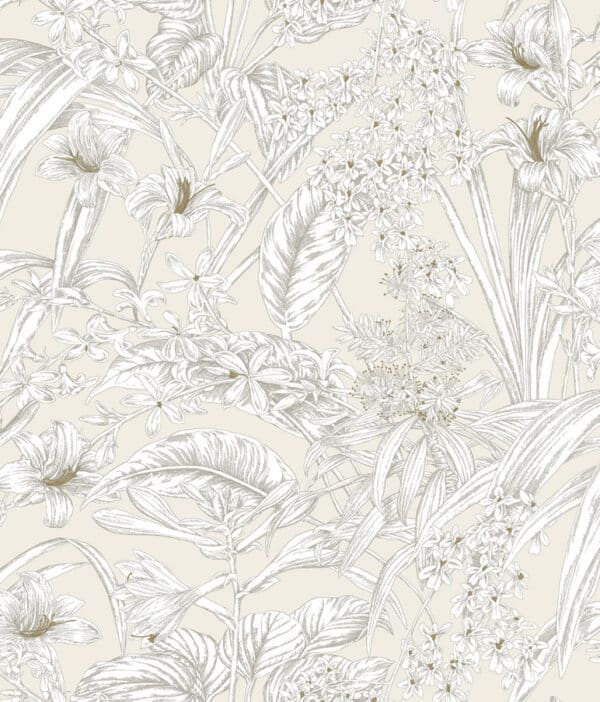 Papel pintado de estampado floral en color beige Orchid Conservatory Toile RT7883