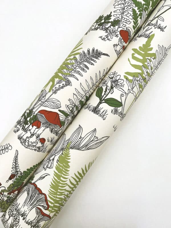 Papel pintado estampado floral en color gris Mushroom Garden Toile RT7893