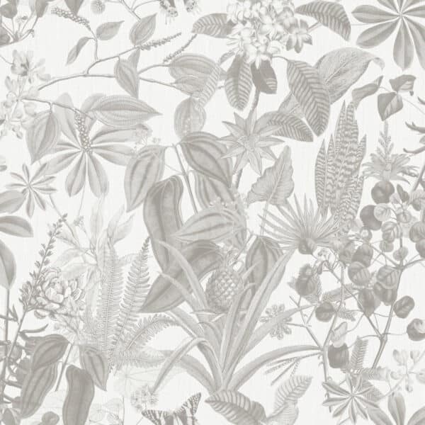 Papel pintado de estampado floral en color gris Origins 040-OGN