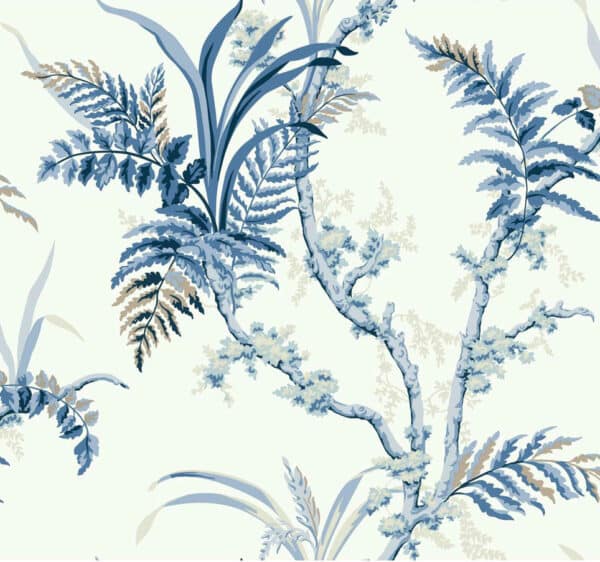 Papel pintado de ramas en color azul Wild Ferns Indigo A00022