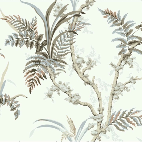 Papel pintado de ramas en color beige Wild Ferns Khaki A00023