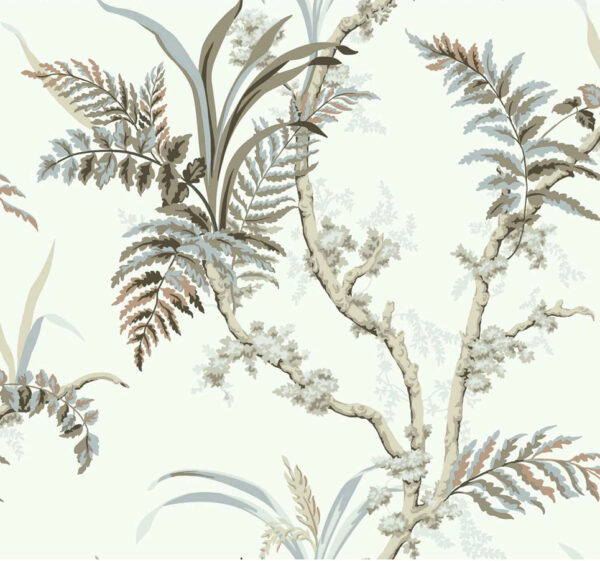 Papel pintado de ramas en color beige Wild Ferns Khaki A00023