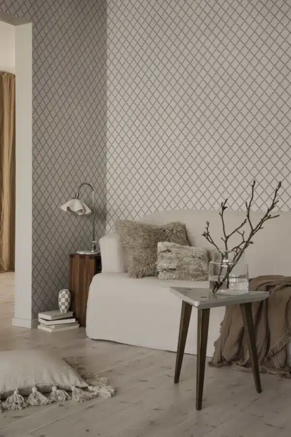 Papel pintado de trellis en color gris Trellis Gray S10302