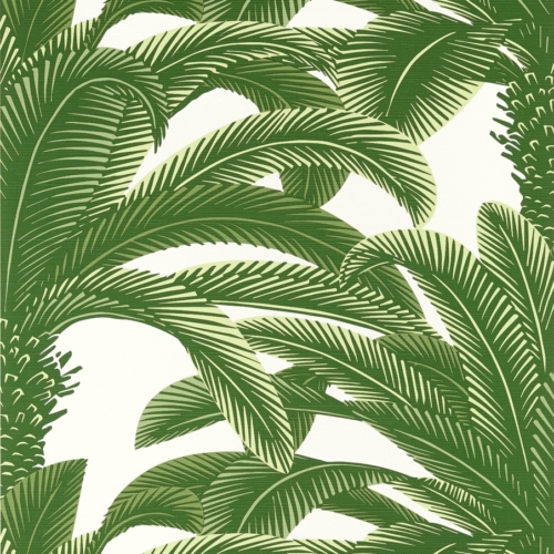 Papel pintado de palmeras en color verde Queen Palm Green T13907