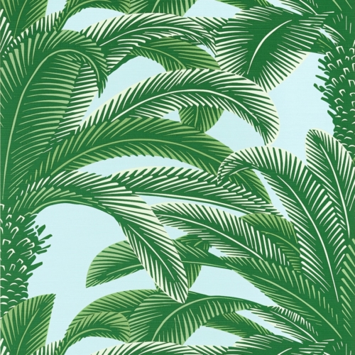 Papel pintado de palmeras en color verde Queen Palm Green and Blue T13908