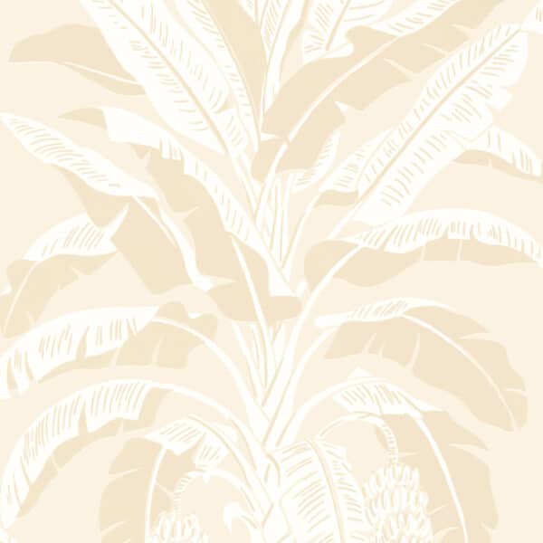 Papel pintado tropical en color beige Banana Beige T13920