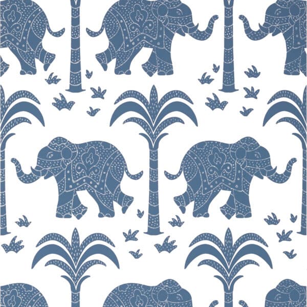 Papel pintado de animales en color azul Elephant Navy T16200