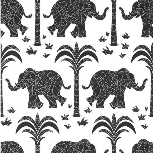 Papel pintado de animales en color negro Elephant Black T16202