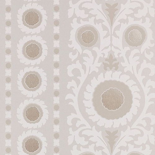 Papel pintado de medallones en color beige Samrina Ivory-Gilver W7904-02